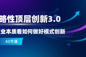 （8306期）战略性 顶层创新-3.0，从商业本质看如何做好模式创新（43节课）