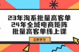 23年淘系批量高客单+24年全域电商矩阵，批量高客单线上课（109节课）