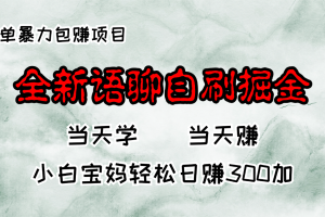 （13085期）全新语聊自刷掘金项目，当天见收益，小白宝妈每日轻松包赚300+