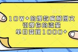 10W+的爆款疯颠图文,引爆你的流量,单日变现1k【揭秘】