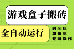 （14141期）游戏盒子全自动搬砖，时间短、单价高，矩阵操作