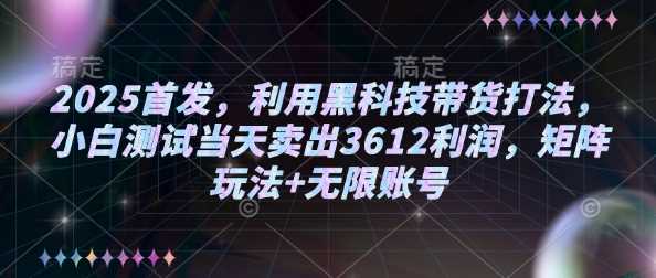 2025首发,利用黑科技带货打法,小白测试当天卖出3612利润,矩阵玩法+无限账号【揭秘】