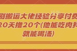 短剧搬运大佬经验分享付费短剧20天撸20个(他能吃肉我们就能喝汤)