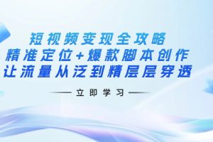（14159期）短视频变现全攻略：精准定位+爆款脚本创作，让流量从泛到精层层穿透