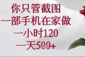 你只管截图，一部手机在家操作，一小时120.一天5张【揭秘】