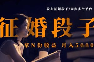 发布征婚段子，同步多个平台，拿N份收益，月入5k