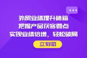 （14602期）外贸业绩提升秘籍，把握产品获客要点，实现业绩倍增，轻松破局