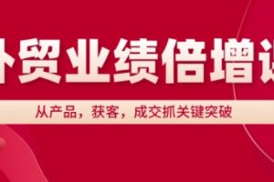 外贸业绩倍增课，从产品，获客，成交抓关键突破