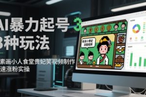 AI暴力起号3种玩法，像素画小人食堂贵妃搞笑视频制作，快速涨粉实操