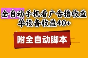 全自动看广告撸收益，单设备收益40+，可矩阵，附脚本，小白必选【揭秘】