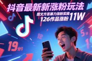 抖音最新涨粉玩法，图文方言暴力涨粉实操，126作品涨粉11W