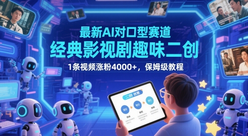 最新AI对口型赛道,经典影视剧趣味二创,1条视频涨粉4000+,保姆级教程