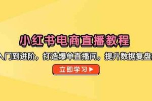 小红书电商直播教程，从入门到进阶，打造爆单直播间，提升数据复盘能力