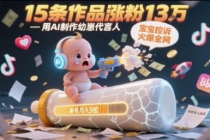 用AI制作幼崽代言人，宝宝的控诉火爆全网，15条作品涨粉13W，单号月入5位数实操教程