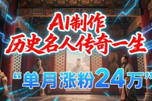 暴力起号！用AI制作历史名人传奇一生，单月涨粉24W，涨粉+变现赛道黑马来了