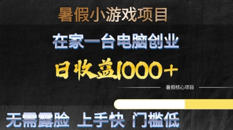 暑假小游戏项目,在家一台电脑创业,日收益1k+,无需露脸,上手快门槛低【揭秘】