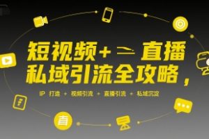 短视频+直播私域引流全攻略，IP打造 +视频引流 +直播引流 +私域沉淀