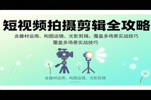 短视频拍摄剪辑全攻略:含器材运用、构图运镜、光影剪辑,覆盖多场景实战技巧