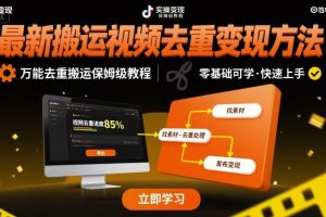 最新搬运视频去重变现方法,万能去重搬运保姆级教程