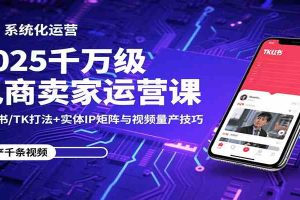 2025千万级电商卖家运营课：小红书/TK打法+实体IP矩阵与视频量产技巧