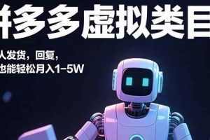（15913期）拼多多虚拟类目，机器人发货，回复，小白也能轻松月入1-5W