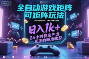 全自动游戏掘金，可矩阵操作，日入1k+，24小时稳定产出，真正的睡后收益【揭秘】