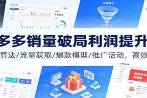 拼多多销量破局利润提升课：权重算法/流量获取/爆款模型/推广活动，高效盈利