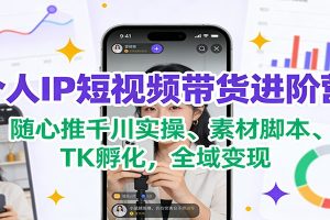 个人IP短视频带货进阶营：随心推千川实操、素材脚本、TK孵化，全域变现
