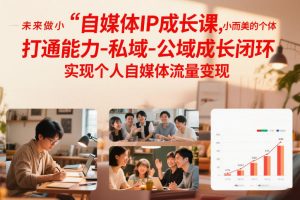 自媒体IP成长课，未来做小而美的个体，打通能力-私域-公域成长闭环，实现个人自媒体流量变现