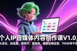 (17331期)个人IP自媒体内容创作课V1.0,从定位,到选题、做钩子、搭结构,再到后期运营,700分钟干货