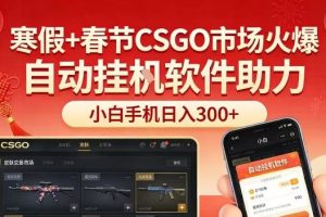 寒假+春节CSGO市场火爆，配合游戏自动挂G软件，小白只用一台手机也可日入3张【揭秘】