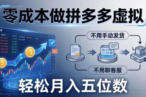 （17600期）零成本做拼多多虚拟，不用手动发货，不用聊客服，轻松月入五位数！