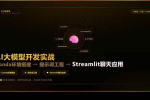 (17723期)AI大模型开发实战:Conda环境搭建→提示词工程→Streamlit聊天应用,零基础到项目落地