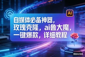 (17721期)玫瑰克隆工具,ai鲁大魔,自媒体必备神器,一键爆款,详细教程。