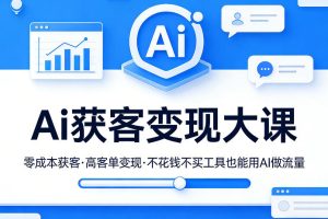 Ai获客变现大课，零成本获客，高客单变现，不花钱不买工具也能用AI做流量